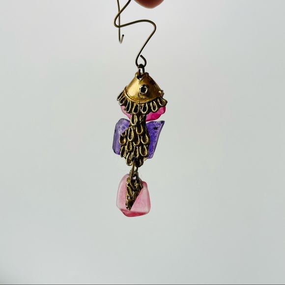 Artesian Colorful Gold-Tone Fish Pendant or Decor or Dread Charm - Picture 7 of 9